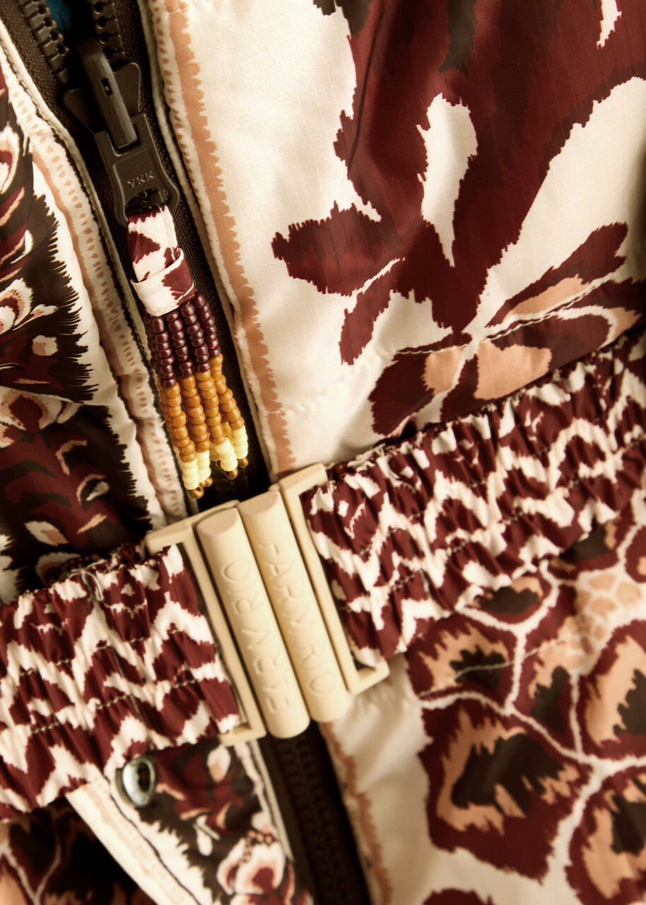 Farm Rio Toucans Scarf Reversible Printed Shell Jacket Cream