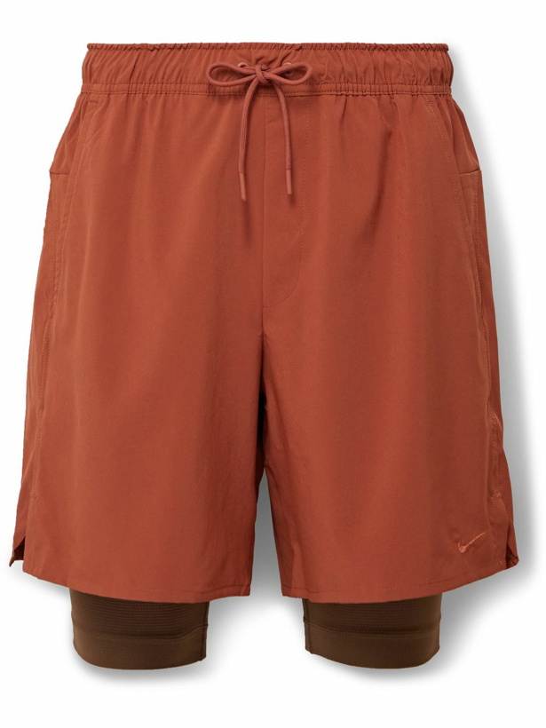 Photo: Nike Training - Unlimited 2-in-1 Straight-Leg Dri-FIT Shorts - Orange