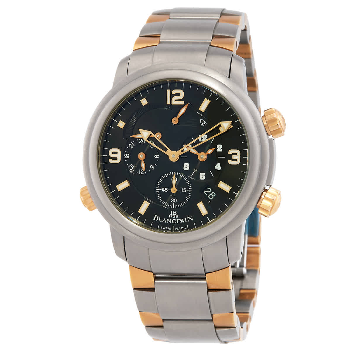Blancpain Leman Reveil GMT Alarm GMT Automatic Black Dial Mens Watch 2041-12A3-098