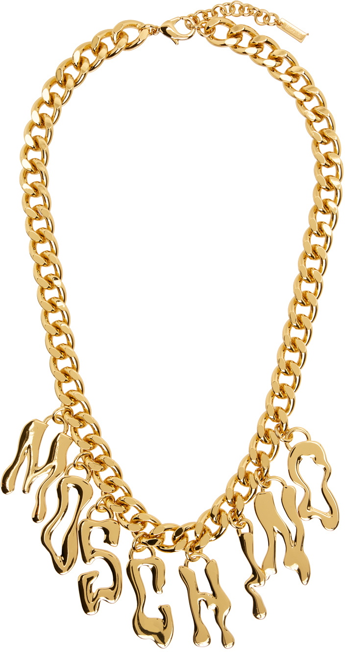 Moschino Gold Morphed Lettering Necklace Moschino