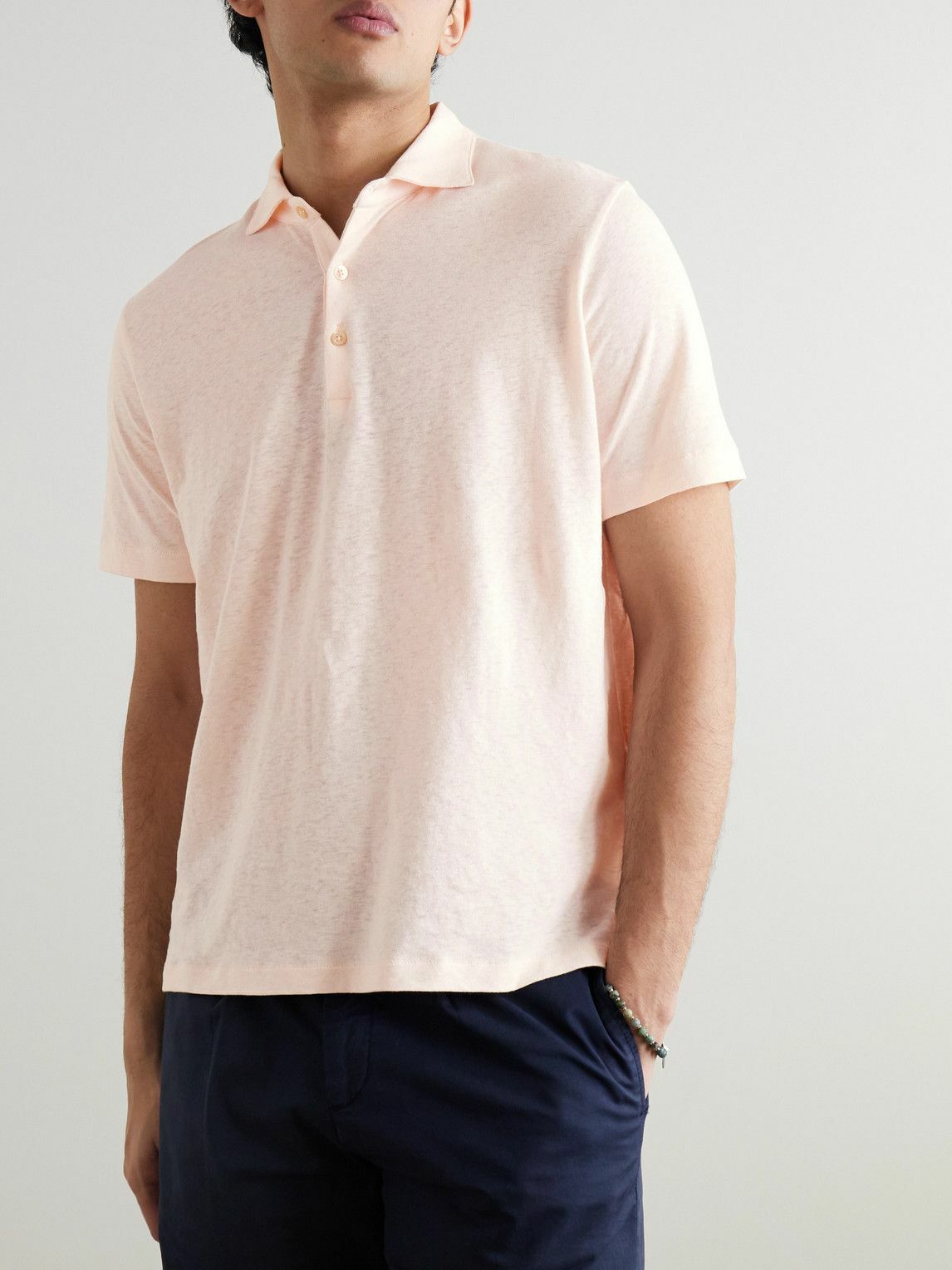 Boglioli - Cotton and Linen-Blend Polo Shirt - Orange