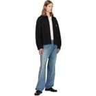 vowels Black Cord Collared Zip-Up Denim Jacket