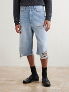 Acne Studios - Wide-Leg Distressed Denim Shorts - Blue