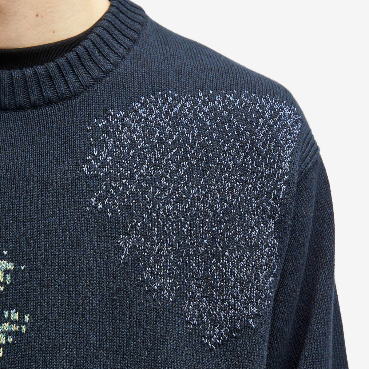 Paul Smith Men's Pixilated Flower Crew Sweater in Navy