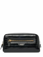 TOM FORD - Logo Croc Embossed Leather Toiletry Bag
