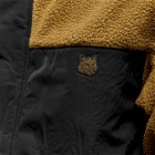 Maison Kitsuné Men's College Fox Patch Color Block Fleece Jacket in Khaki