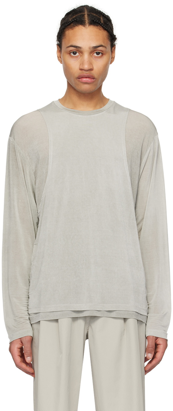 AMOMENTO Gray Oversized Long Sleeve T-Shirt