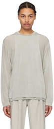 AMOMENTO Gray Oversized Long Sleeve T-Shirt