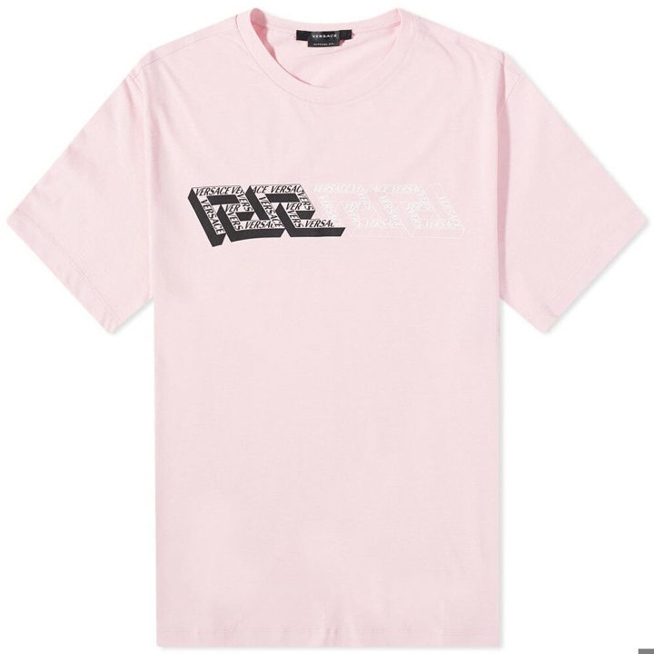 Photo: Versace Men's Geo Greca Print T-Shirt in Pink