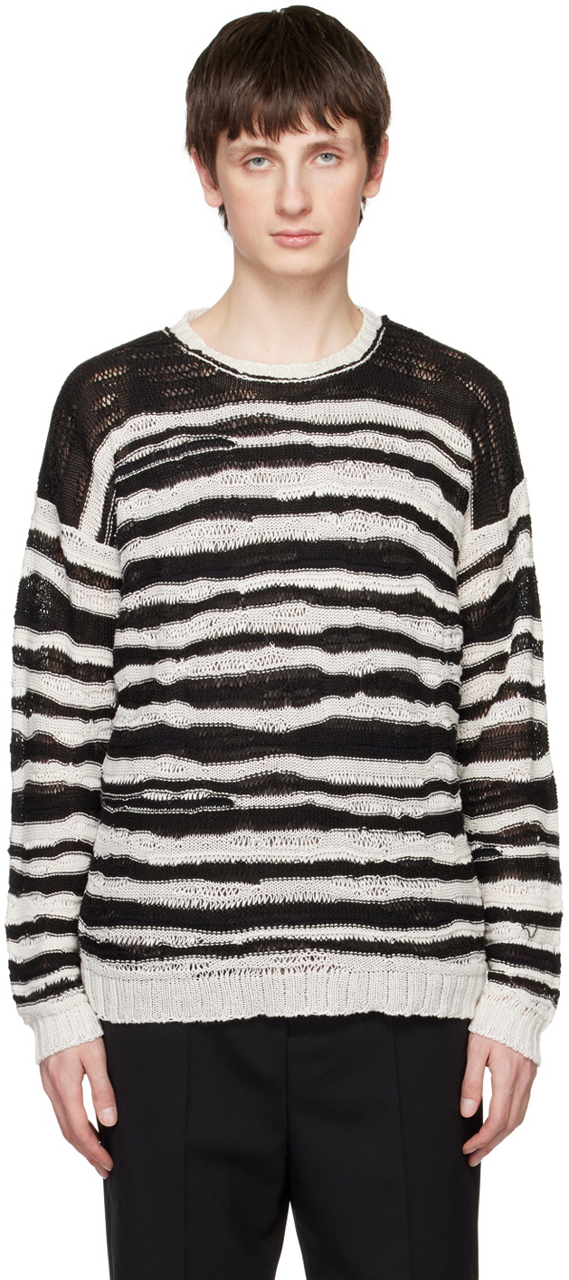 Isabel Benenato Black & White Striped Sweater Isabel Benenato