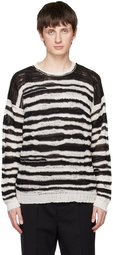 Isabel Benenato Black & White Striped Sweater