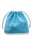 LOEWE - Paula's Ibiza Logo-Debossed Leather-Trimmed Cotton-Terry Drawstring Pouch