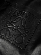 LOEWE - Logo-Embossed Distressed Leather Jacket - Black