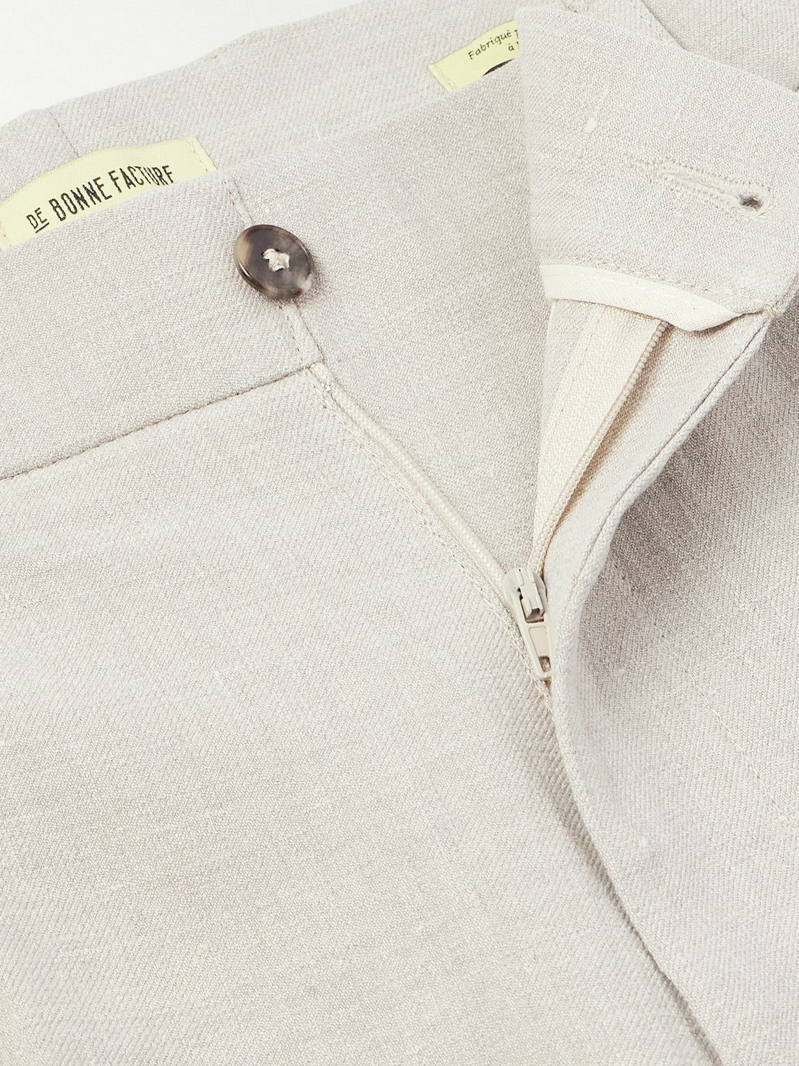 De Bonne Facture - Wide-Leg Pleated Linen and Wool-Blend Trousers - Neutrals