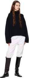 Totême Black Wool Rib Knit Sweater