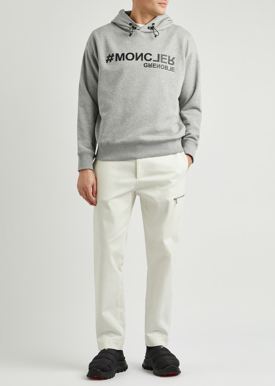 Moncler Grenoble Logo Hooded Cotton Sweatshirt Grey