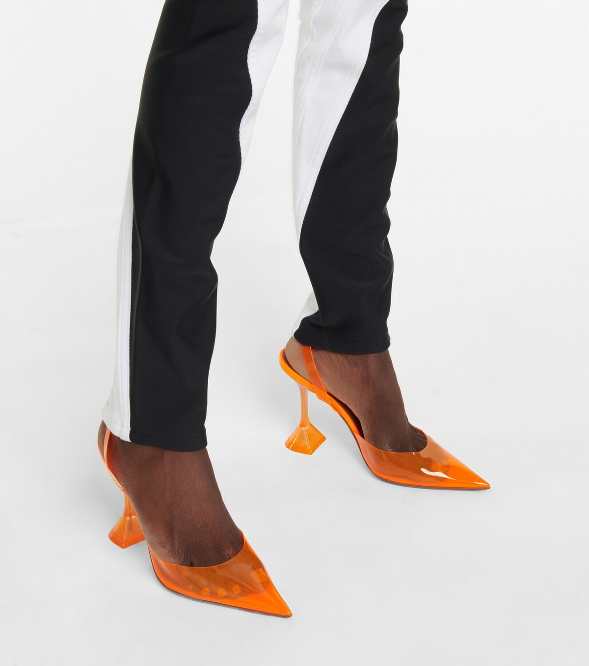 Escarpins Amina Muaddi Holli En PVC Orange Avec Talon Verre - Taille 40.5, Occasion