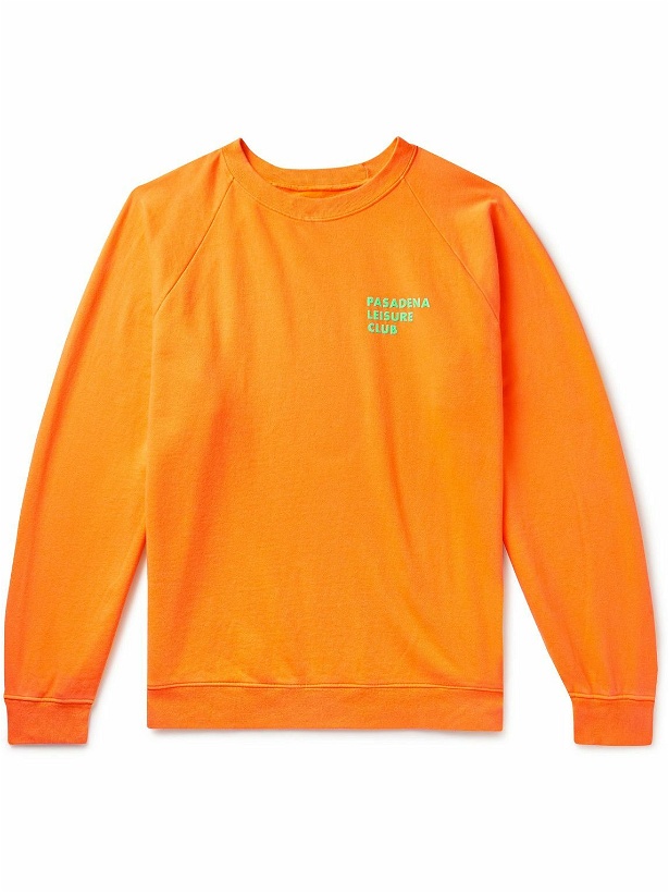 Photo: Pasadena Leisure Club - Puff Logo-Print Cotton-Jersey Sweatshirt - Orange