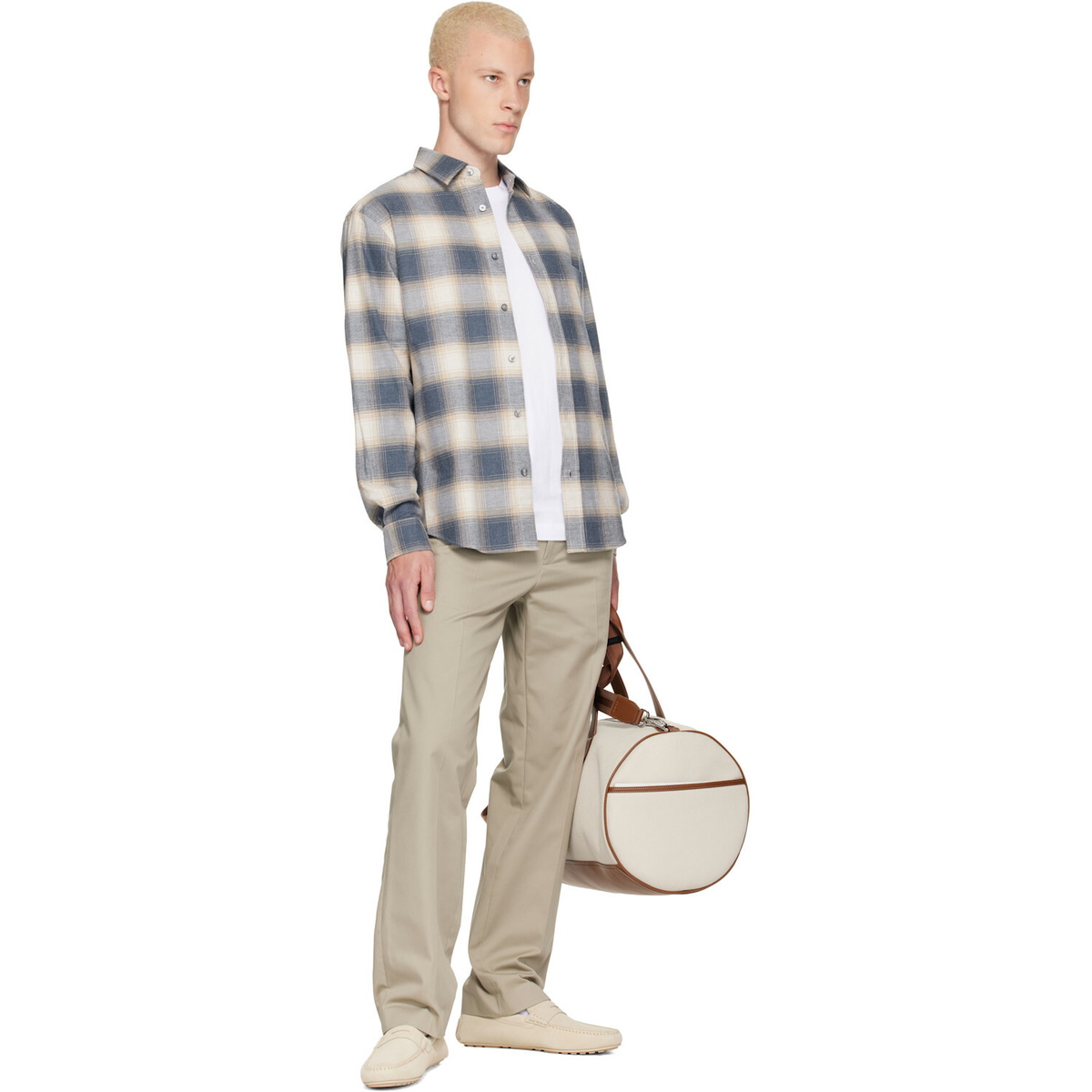 BOSS Beige & Brown Twill Duffle Bag