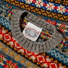 Jamieson's of Shetland Men's Fair Isle Crew Knit in Steel Grey