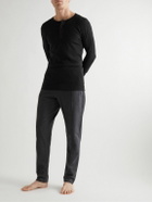 Hemen Biarritz - Harri Slim-Fit Organic Cotton-Jersey Henley Pyjama T-Shirt - Black