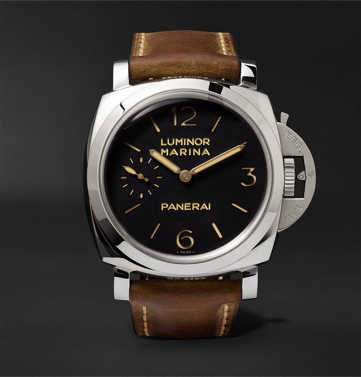 Photo: Panerai - Luminor Marina 1950 3 Days Acciaio 47mm Stainless Steel and Leather Watch, Ref. No. PAM00422 - Black