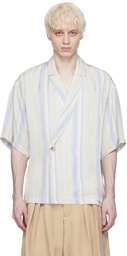 King & Tuckfield Off-White Notch Collar Wrap Shirt