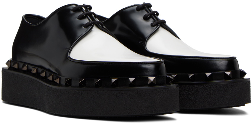 Valentino Garavani Black & White Rockstud M-Way Derbys