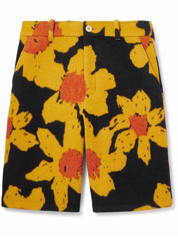 Photo: The Elder Statesman - Senna Straight-Leg Floral-Print Wool and Cashmere-Blend Shorts - Yellow