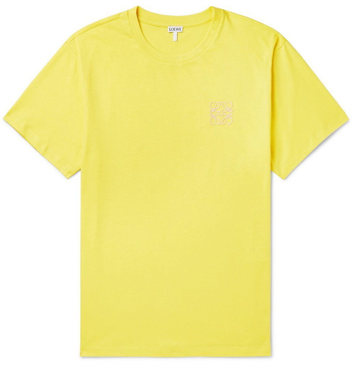 Photo: Loewe - Logo-Embroidered Cotton-Jersey T-Shirt - Yellow