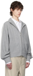 C2H4 Gray Fair Isle Knit Zip Jacket