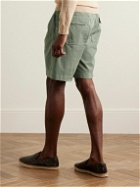 Canali - Straight-Leg Pleated Cotton-Blend Twill Bermuda Shorts - Green