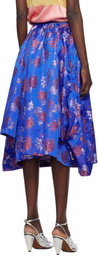 Comme des Garçons Blue Polyester Jacquard Pattern Midi Skirt
