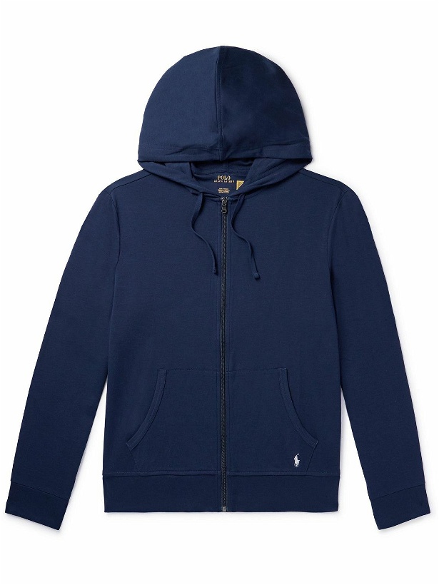 Photo: Polo Ralph Lauren - Logo-Embroidered Cotton-Jersey Hoodie - Blue
