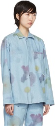 Sunnei Blue Flower Print Denim Shirt