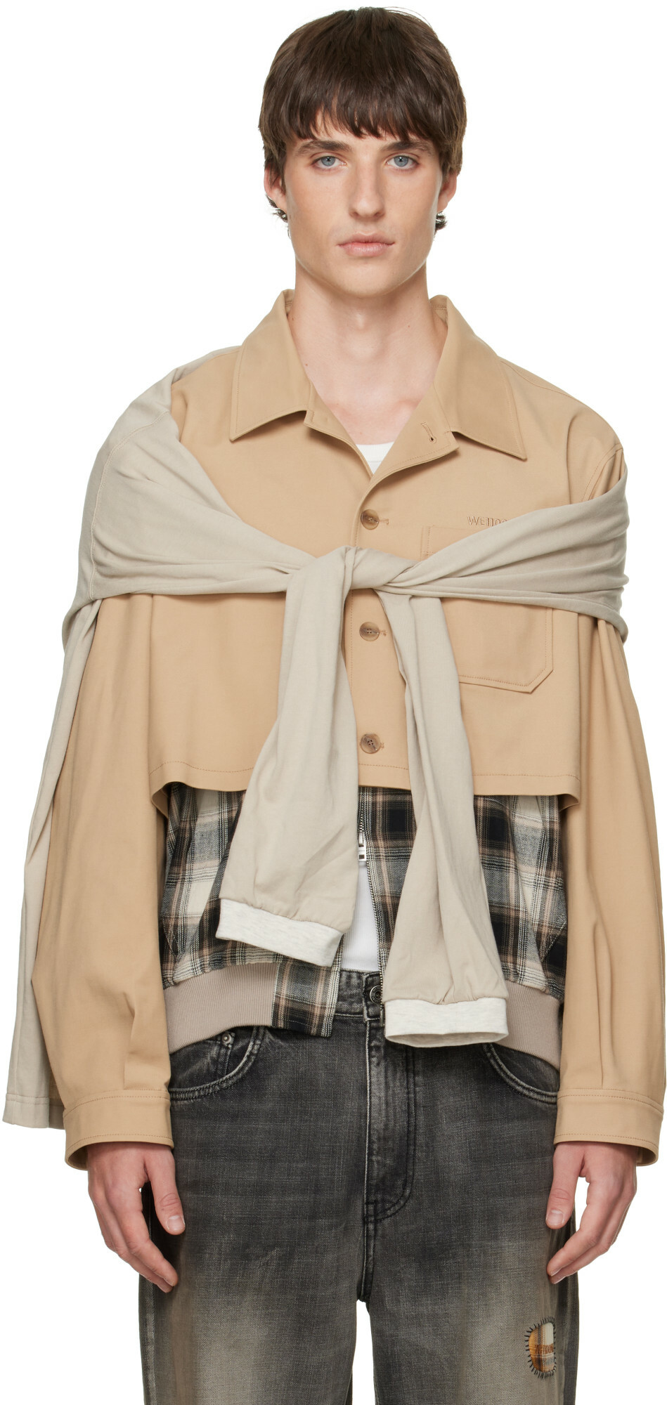 We11done Beige Layered Blouson Jacket