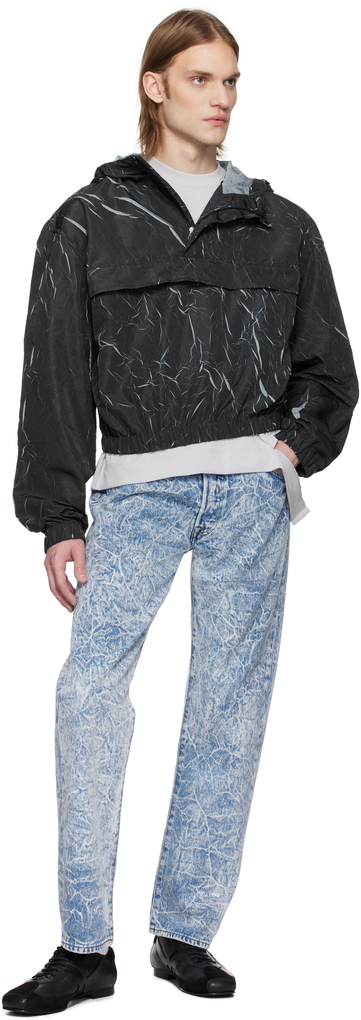 Karmuel Young Blue Re-Edited Creased Washed Jeans
