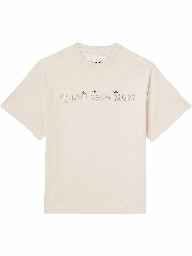 Photo: Story Mfg. - Grateful Embroidered Printed Organic Cotton-Jersey T-Shirt - White
