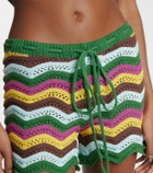 Bananhot Kim striped crochet cotton-blend shorts