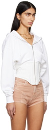 Mugler White Corseted Hoodie