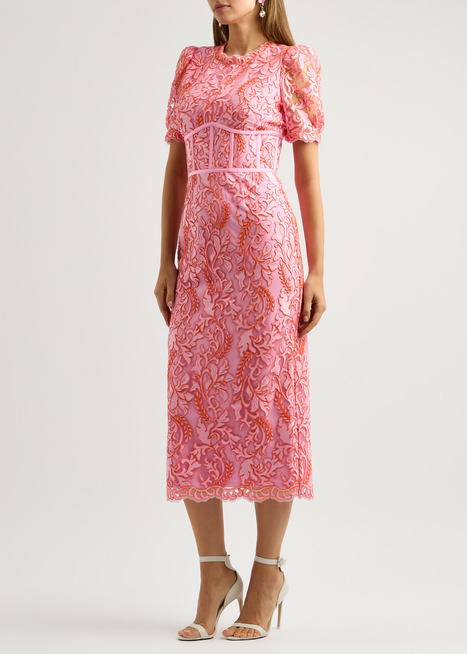 REBECCA VALLANCE ワンピース Beryl embroidered midi 954470 Beryl embroidered midi dress in green - Rebecca Vallance