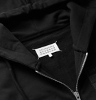 Maison Margiela - Leather-Appliquéd Organic Loopback Cotton-Jersey Zip-Up Hoodie - Black
