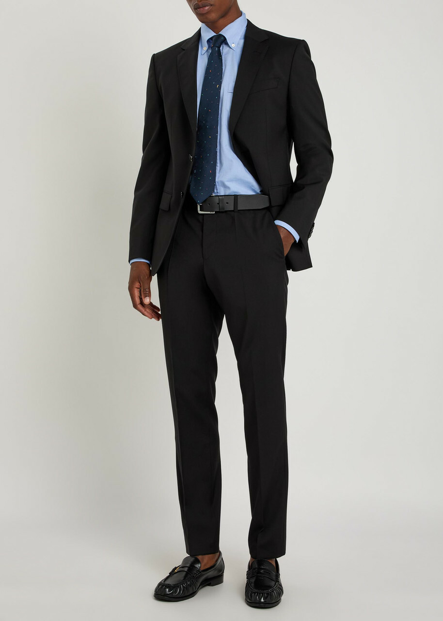Boss Genius Slim-leg Wool Trousers Black