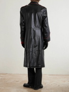 Enfants Riches Déprimés - Double-Breasted Embellished Leather Trench Coat - Black