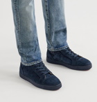 Christian Louboutin - Louis Orlato Grosgrain-Trimmed Suede High-Top Sneakers - Blue