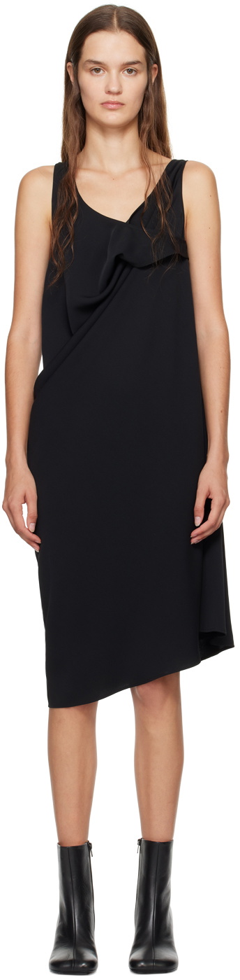 MM6 Maison Margiela Black Asymmetric Midi Dress MM6 Maison Margiela