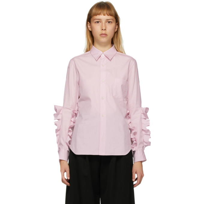 Photo: Comme des Garcons Comme des Garcons Pink Broad Double Ruffle Shirt