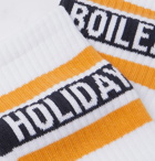 Holiday Boileau - Logo-Intarsia Ribbed Cotton-Blend Socks - Yellow