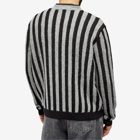 Maison Kitsuné Men's Flag Logo Intarsia Stripe Knit in Black/Stone