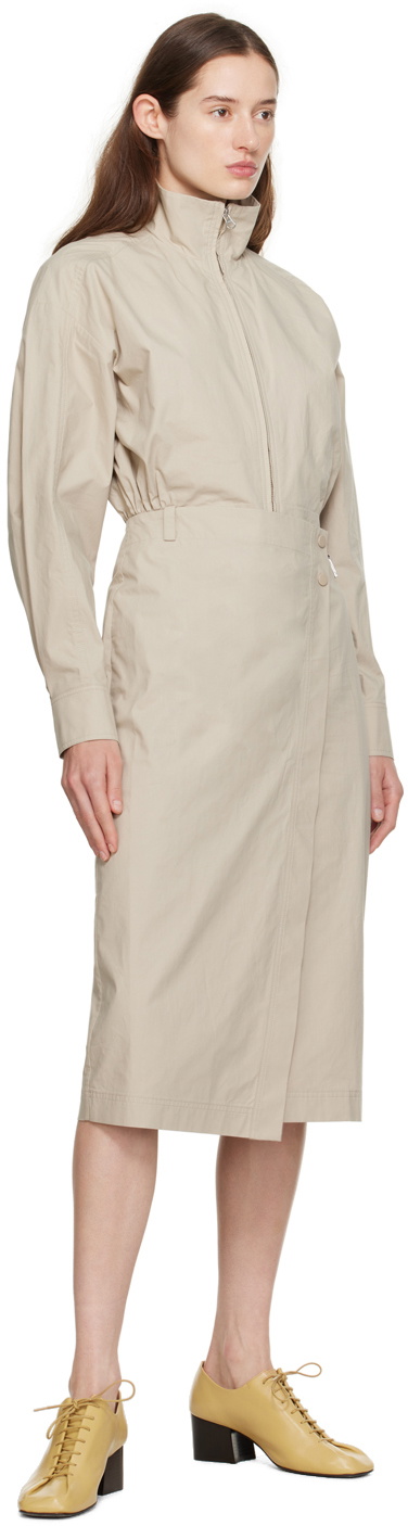 LOW CLASSIC Beige Wrap Midi Dress